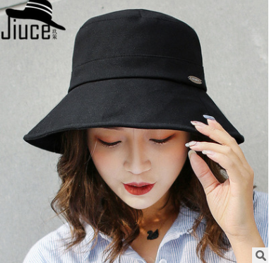 韓國(guó)帽子女春夏新款漁夫帽韓版簡(jiǎn)約純色大沿帽戶外休閑盆帽子廠家