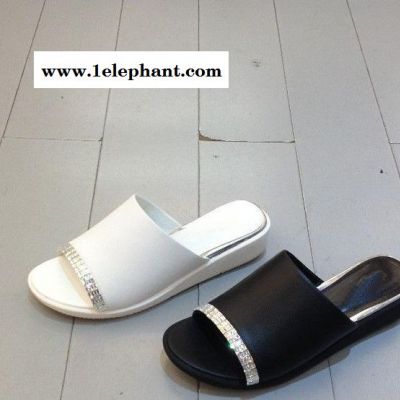 時(shí)尚舒適拖鞋   2015新款p2m1真羊皮品牌露趾水鉆甜美女拖鞋