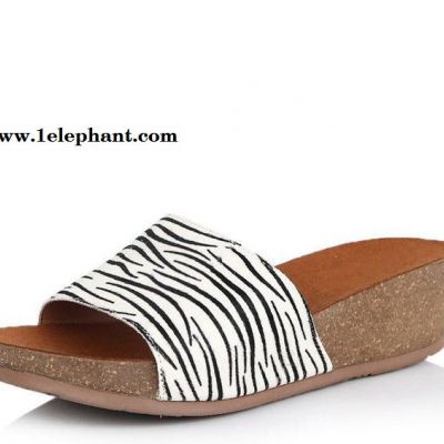 2015夏新款3e336拖鞋中跟厚底坡跟斑馬紋休閑女拖鞋現(xiàn)貨一件代發(fā)